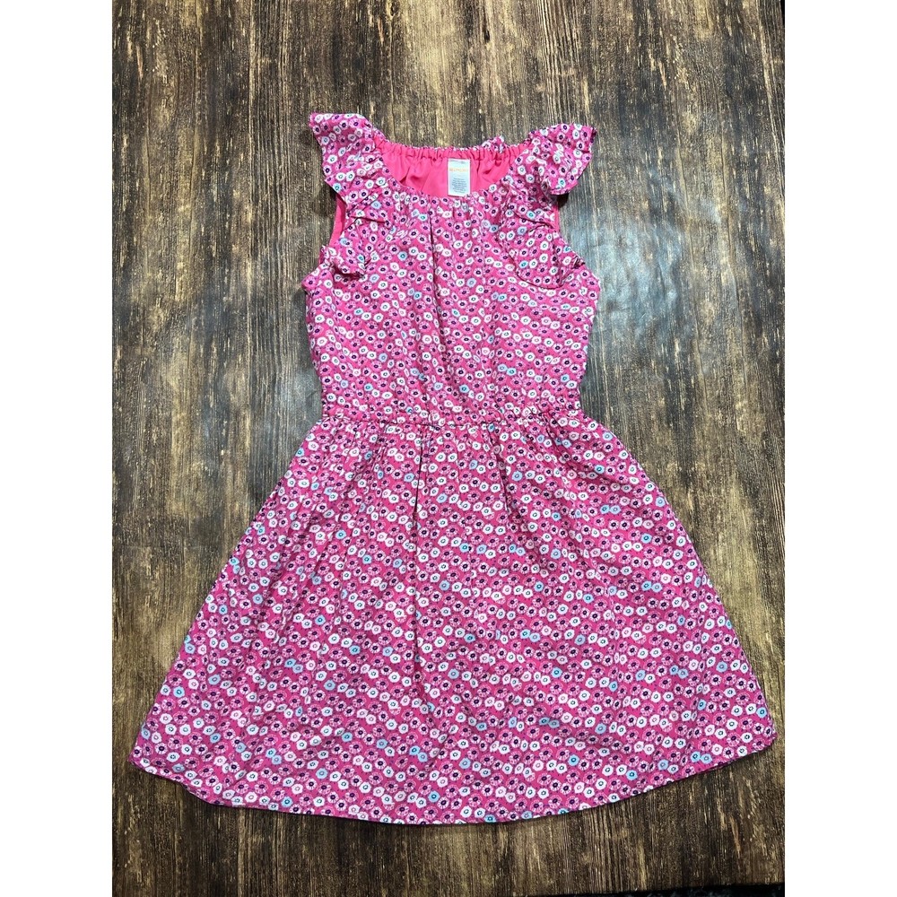 Gymboree Sz 10 Girls Pink Ruffled Tank Sleeves Floral Dress